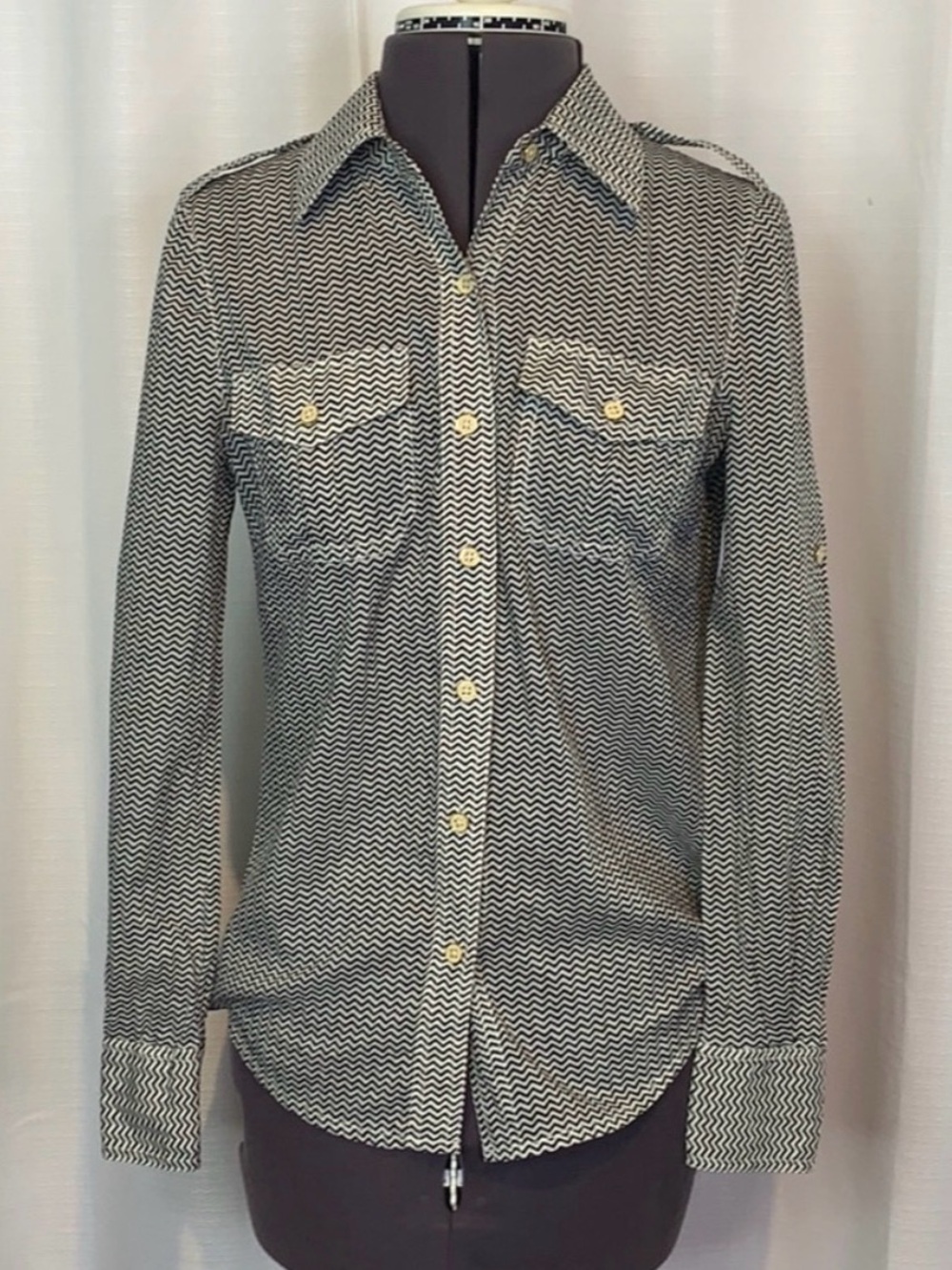 Tory Burch chevron button down blouse